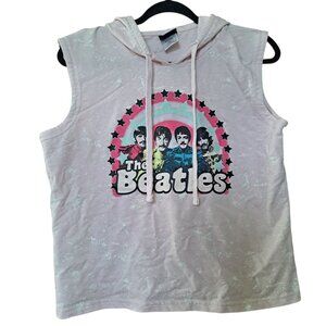 The Beatles Pink Washed Sleeveless Cropped Hoodie | Size M